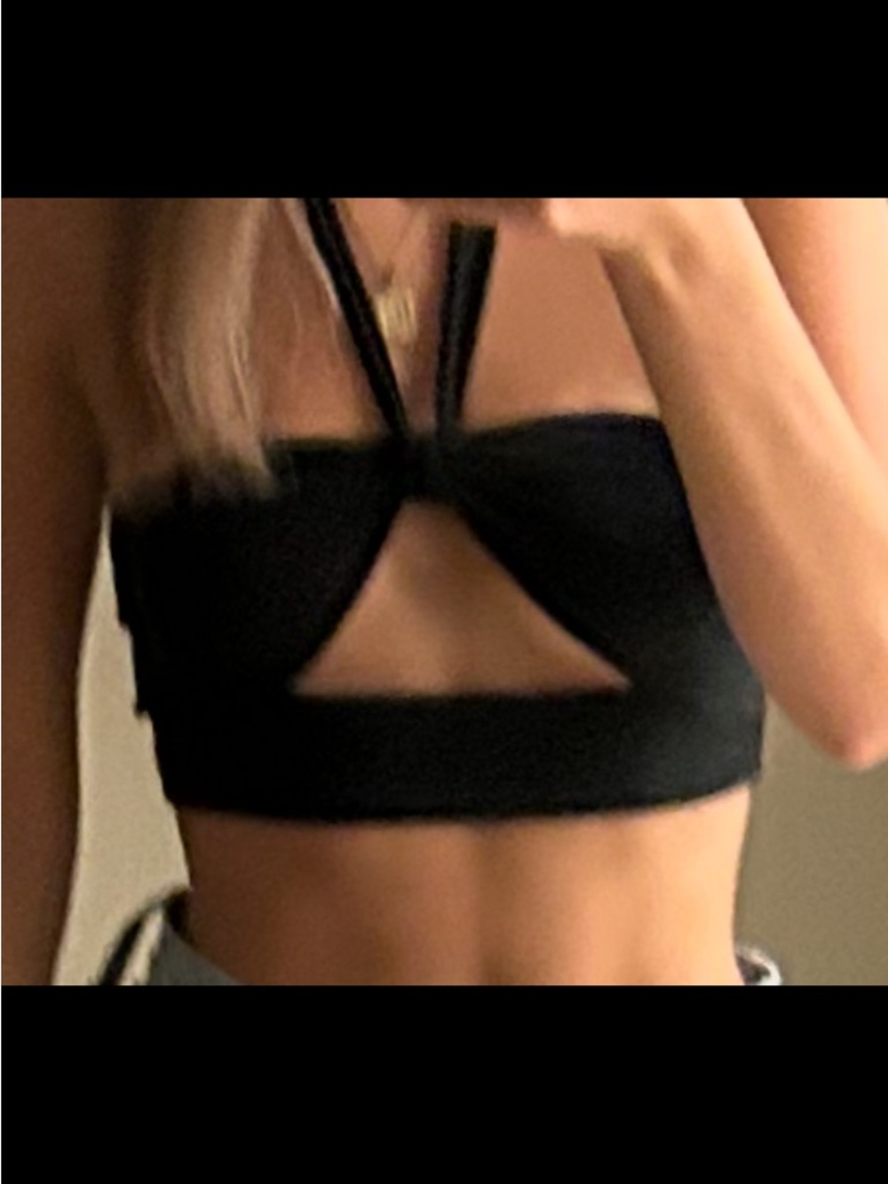 Black Cutout Strapless Crop Top